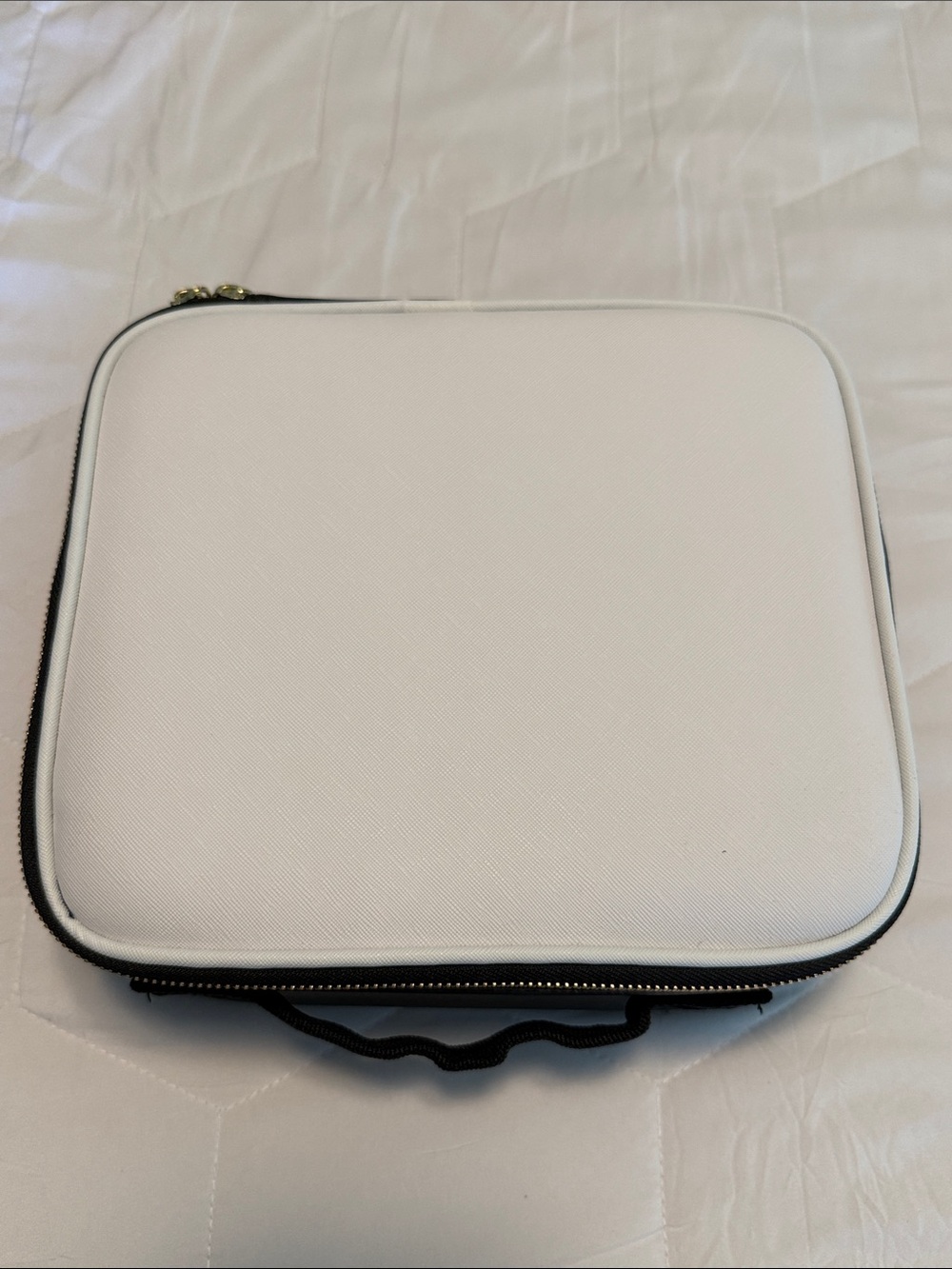 White Square Travel Case - Compact Cosmetic or Tech Organizer